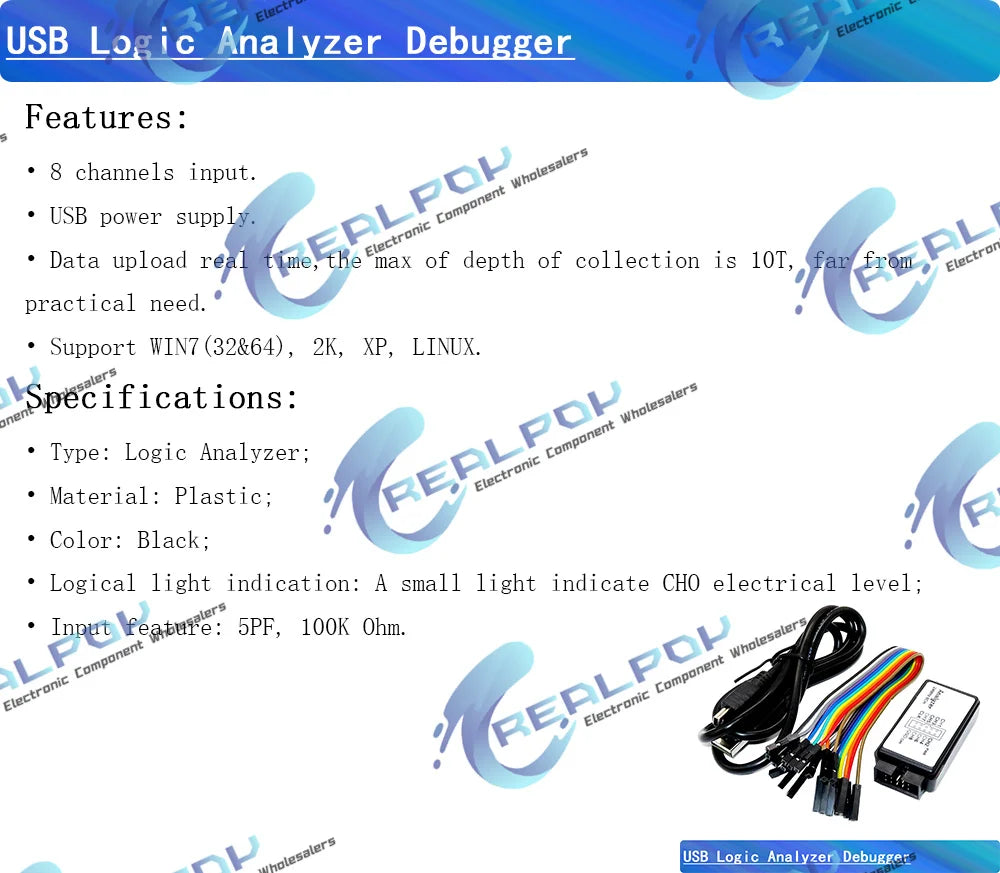 USB Logic Analyzer 24MHz 8 Channel 24M/seconds Logic Analyzer Debugger For ARM FPGA Logic Analyzer Logic 24M 8CH