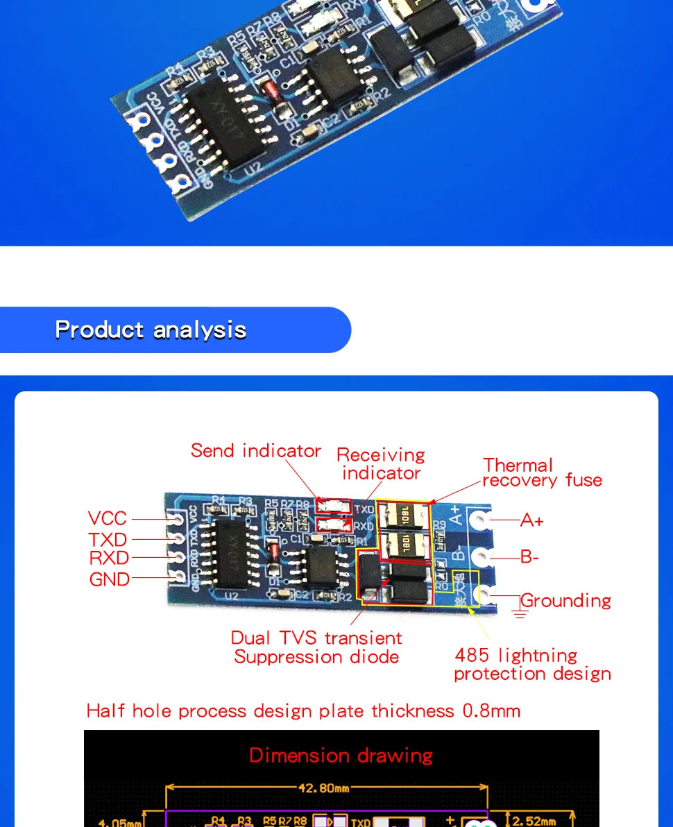 1PCS TTL to RS485 Module 485 to Serial Port UART Level Mutual Transfer Hardware Automatic Flow to the Control Board