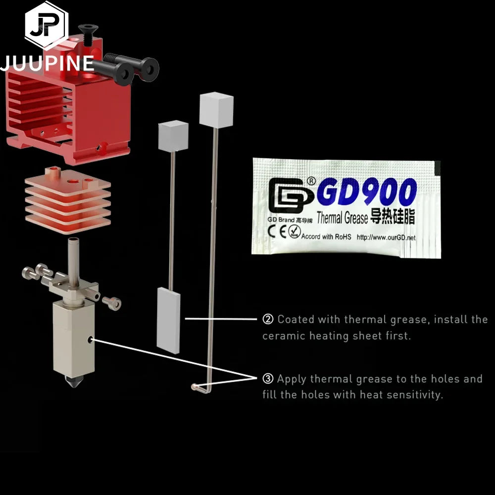 For Bambulab P1s Thermistor Bambu Lab P1P Bamboo Lab Heater  24v 65w Caremic Heater Temperature Sensor 350℃ for Bambu Hotend