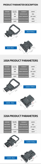 1/5/20 Sets REMA Type 80A 160A 320A Male Female Docking New Energy Industrial Electric Forklift Power Interface Connector