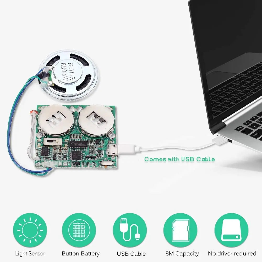 DIY Light Sensor Sound Module Micro USB Recordable Sound Chip 8M Memory Speaker Talking Programmable Music Player Box