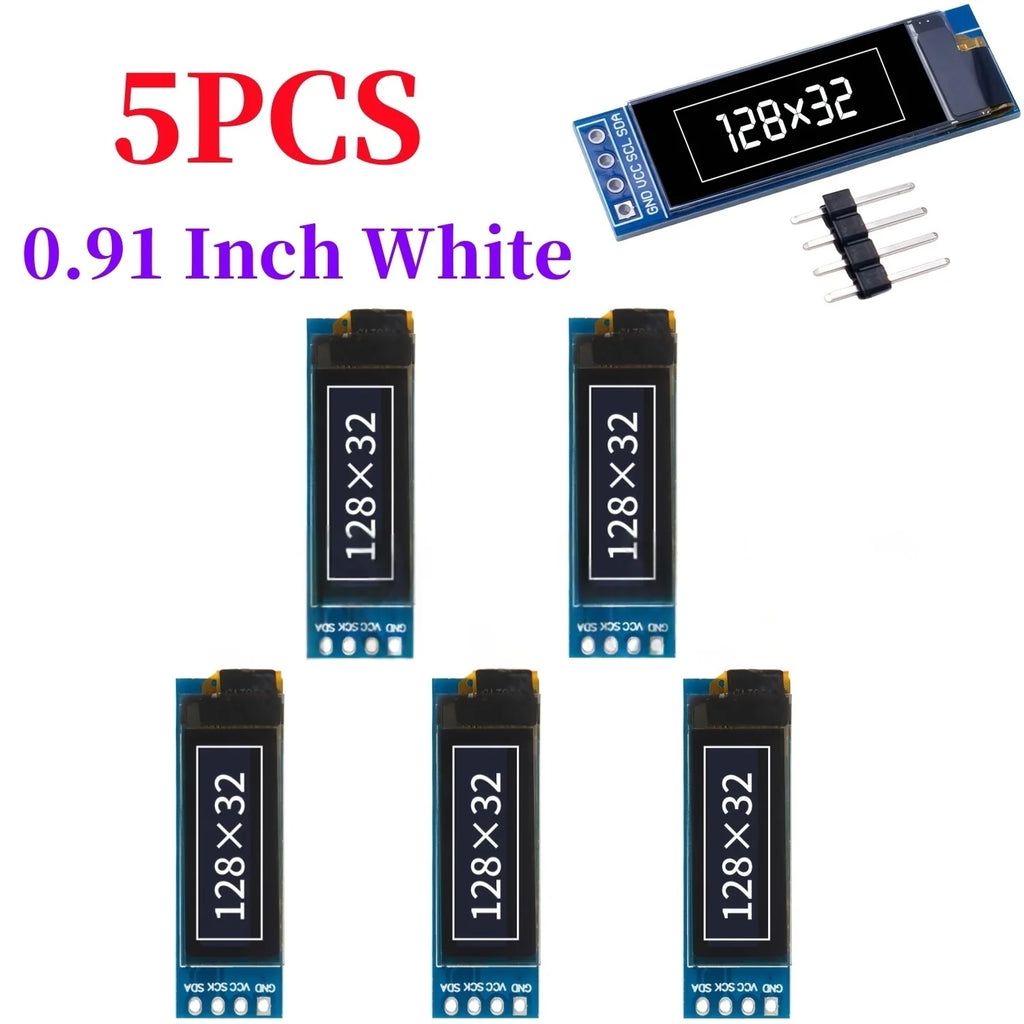 XZG 1-20PCS 0.91 Inch 128x32 IIC I2C  White /Blue OLED LCD Display DIY Module SSD1306 Driver IC DC 3.3V 5V for arduino