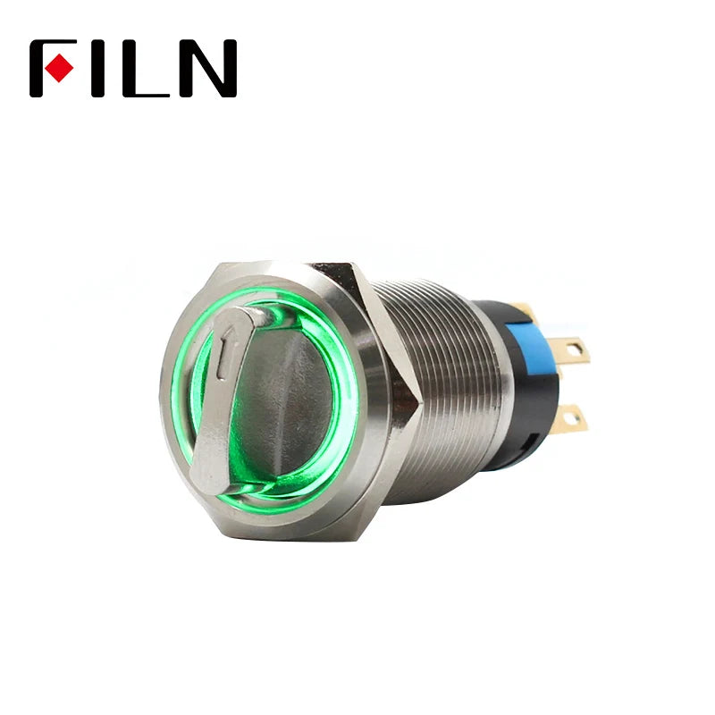 19mm Illuminated Rotary Selector Switch (2/3 Positions) DPDT Latching 12V LED Multi-Color for Industrial/Automotive Applications