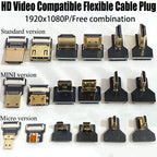 1PCS Ribbon FPV HDMI-Compatible Connector Flexible Flat Cable Raspberry Pi 4 Micro HDMI to HDMI/Mini HDMI Female 90 Degree FFC