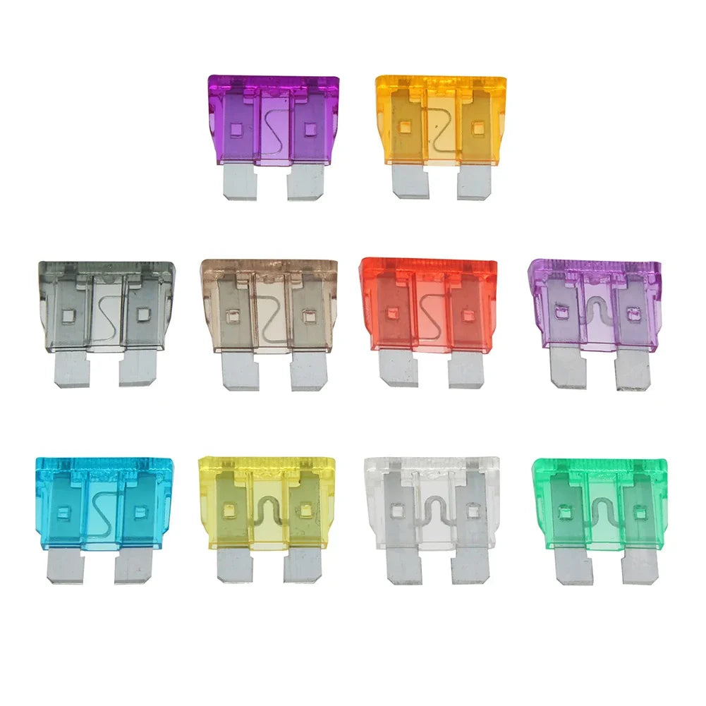 100-500Pcs Auto Fuse Kit Car Fuse Assortment Blade Type Fuse Assorted Kit with Box 2A 3A 5A 7.5A 10A 15A 20A 25A 30A 35A 10Types