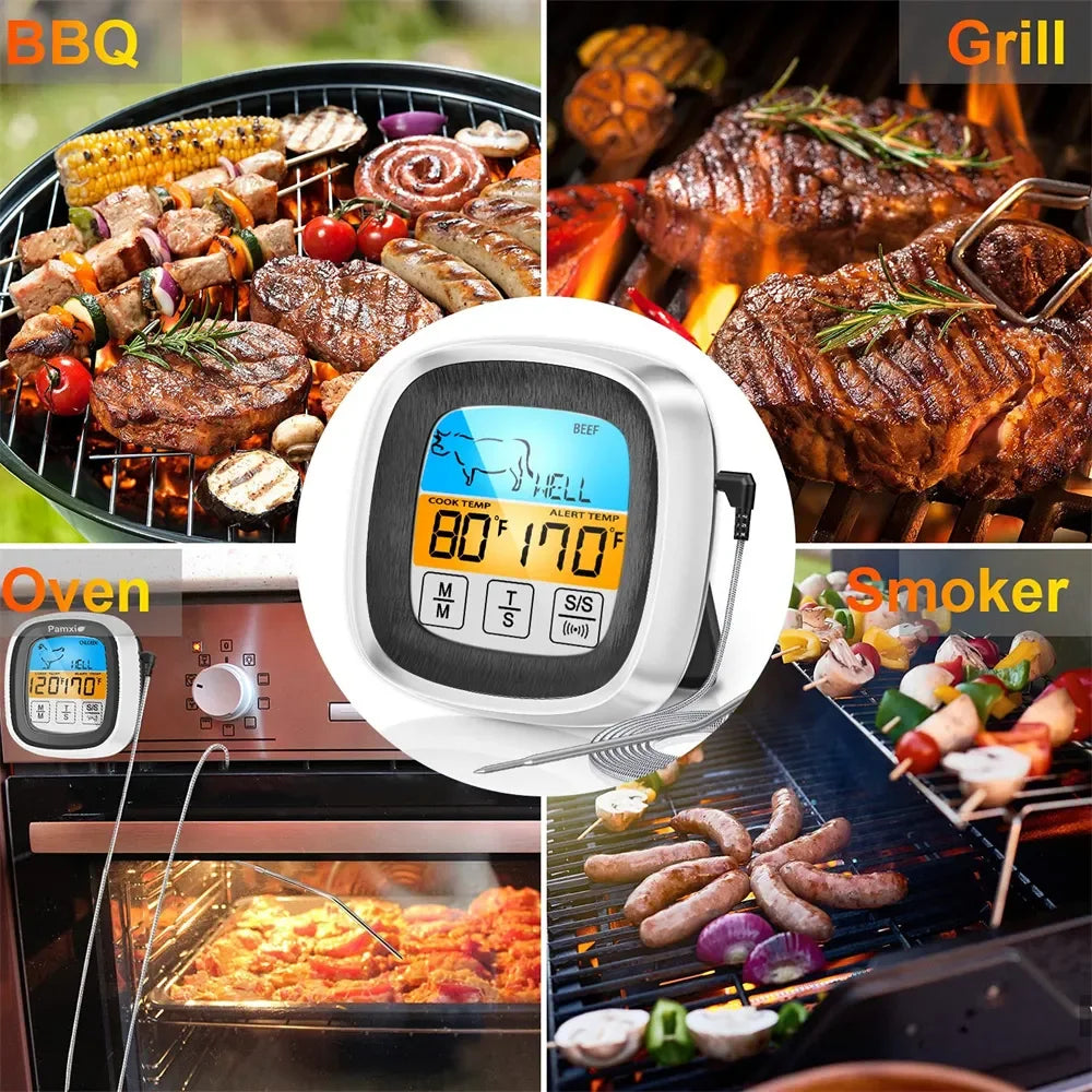 Digital Kitchen Thermometer Probe Touch Screen Meat Barbecue Food Temperature Measure Tool Steak BBQ Timer Cooking Tools