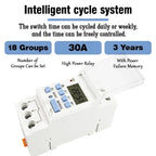 EARU DC AC 220V 12V THC15A 30A Electronic Weekly 7 Days Programmable LCD Digital Timer Switch Relay Control Din Rail 1NO1NC 1NO