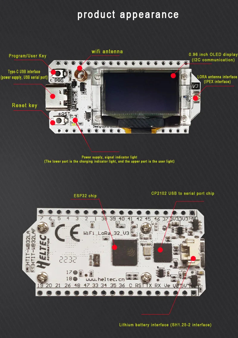 LoRa ESP32 -V3 0.96 Inch Blue OLED Display SX1262 WIFI Lora Kit 32 Module Internet Development Board for Arduino w/Antenna