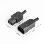 Black CE IEC320 C13 C14 AC Power Panel Socket PDU UPS Rewirable Wiring Plug Electric Battery Receptacle Docking Outlet 10A 250V