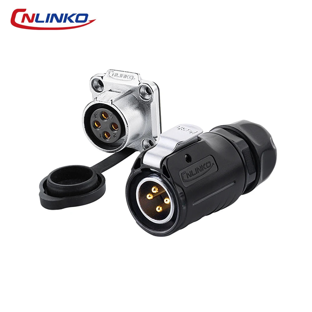 CNLINKO LP20 2/3/4 Pin IP68 Waterproof Quick Circular Connector Panel Mount Electrical Power Connector for Outdoor Eqiupments