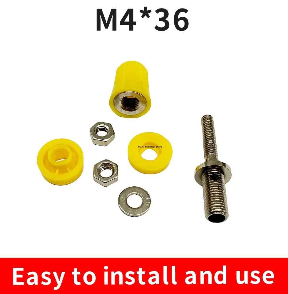 1PCS/5PCS M4X36 Pure Copper Terminal 4mm Banana Jack Socket 20A Binding Post Banana Plug Connector