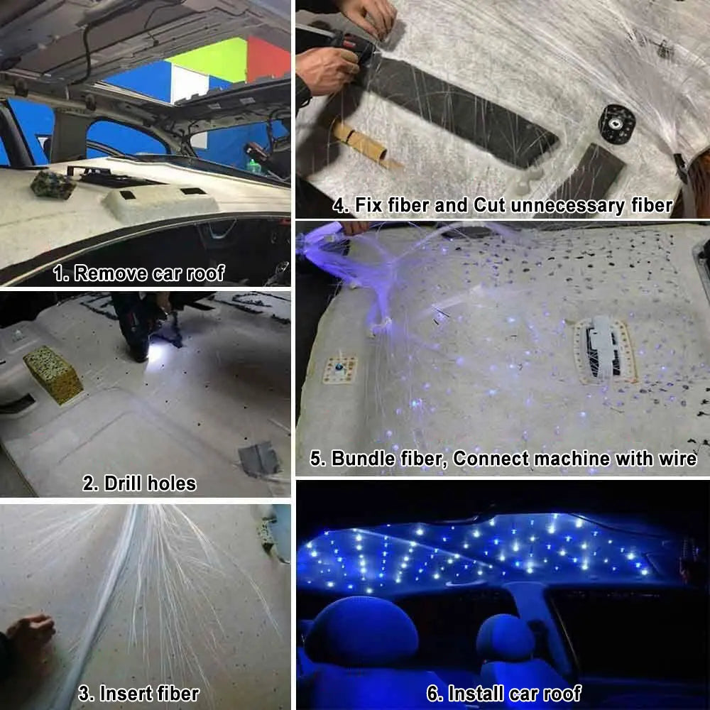Car Starry Sky Light Auto Home Fiber Optic Lights Atmosphere Lamp Music Control Ceiling Lights RGB 12W 8 Colors Car Styling DIY