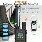 TPA01 TPMS Relearn Tool Digital Tire Pressure Gauge 2 in 1 Auto Tire Pressure Sensor Reset Tool for Vehicle TPMS System