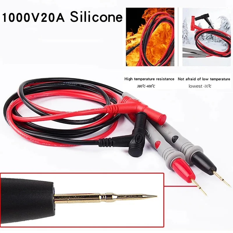 1000V 10A/20A Multimeter Test Leads, Extra Sharp Needle Tip Probe Wire Pen Cable for Digital Multimeter Tester