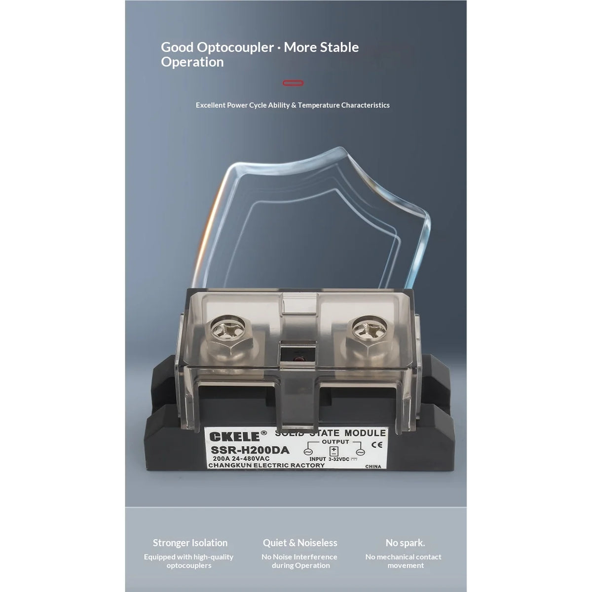 Industrial Solid State Relay SSR DC-AC Module Single Phase 3-32VDC Input 24-480VAC Output 80A 100A 150A 200A 300A 350A 400A 500A