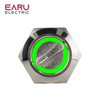 19mm 2 3 Position Latching Stainless Steel Metal Selector Rotary Switch with LED Waterproof  DPDT Illuminated Self-locking