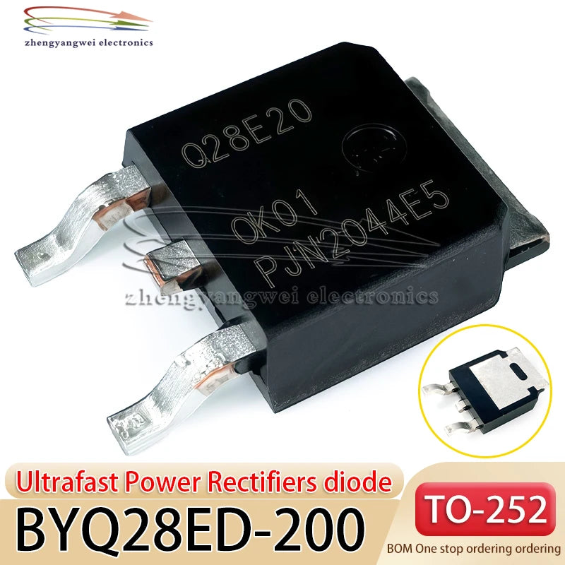 10PCS BYQ28ED-200 Code Q28E20 BYQ28ED TO-252 Fast Recovery/High Efficiency Diode