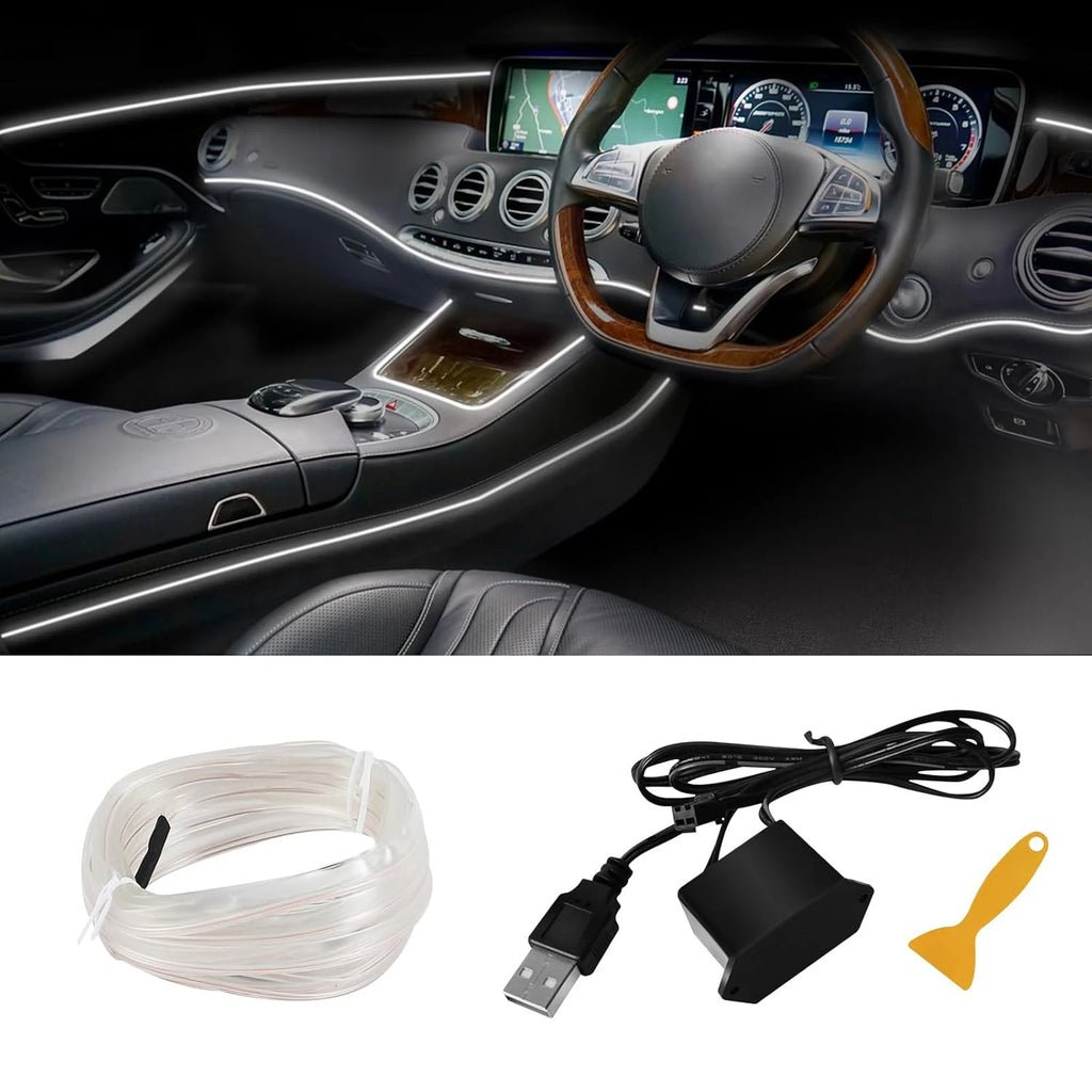 5m Neon LED Car Interior Lighting Strips 5V DIY Flexible EL Cold Light Line Tube Car Interior Decoration Lamp USB Strip