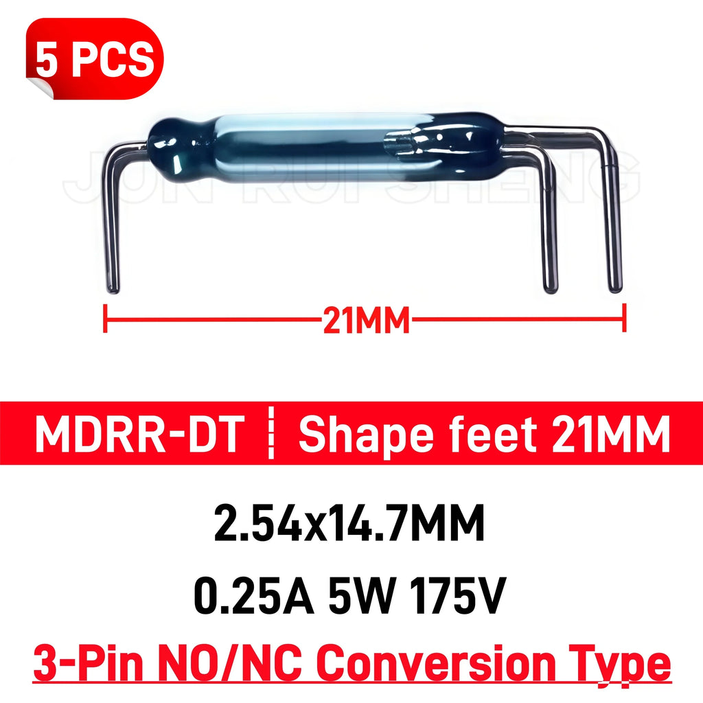 5PCS Original MDRR-DT DT-F/U NO/NC SPDT Changeover Reed Switch MDSM-DT 2*14MM 0.25A 5W 175V Normally Open/Closed Magnetic Sensor
