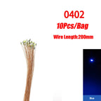 10pcs/Lot 0402 0603 SMD Lamp Wired Micro Led Pre-Soldered Micro Litz Wired Chip 20cm 3V Railway Model Scenes