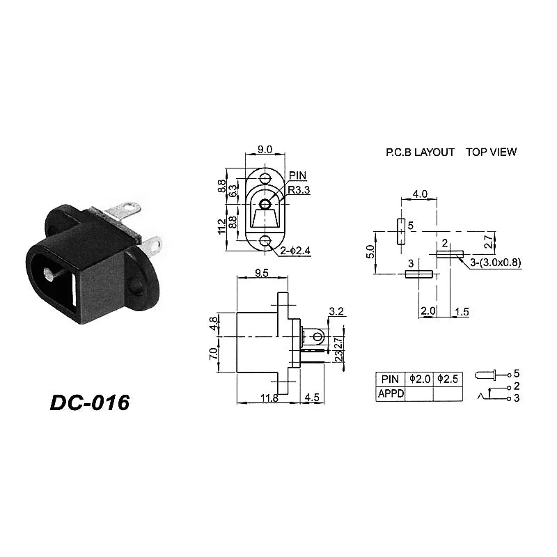 DC002/004/DC005/015 Power Socket 3.5x1.3mm 5.5x2.1mm 5.5x2.5mm DC Power Socket USB Three-Leg Direct Plug Socket Female Connector
