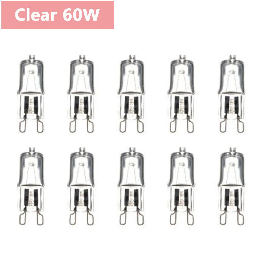 10pcs G9 25W 40W 60W Halogen Light Bulbs 2 Pin Base Warm White Small Bulb Lamps for Chandeliers / Cabinet Clear Frosted Lights