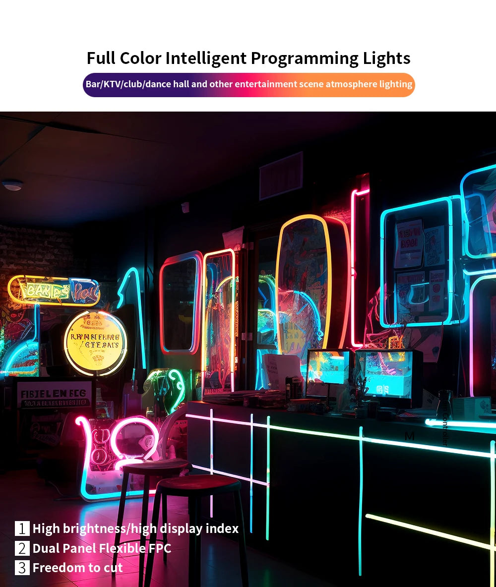WS2812B WS2815 S-Shape Individually Addressable LED Strip Light 60LEDs/m Smart RGBIC Dream Color S Bendable 8mm Pixels Tape Bar
