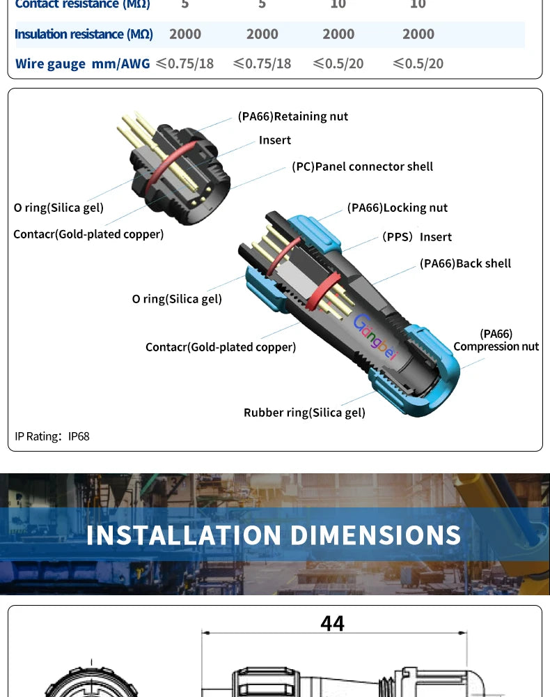 SP11 Series Waterproof Aviation Plug Connector IP68 Cable Joint SP1110P2 SP1112S2  Durable Electrical Connector for Outdoor Use