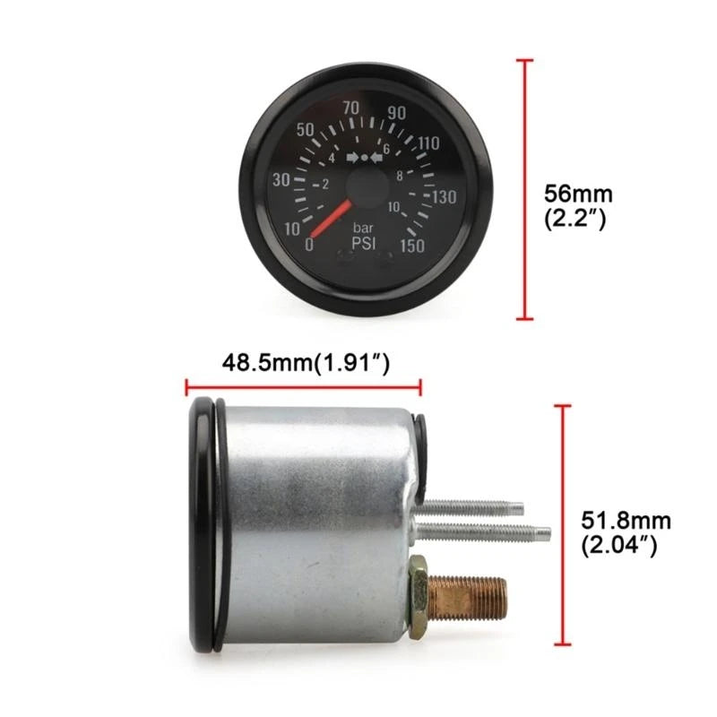 VDO Barometer 2-1/16" (52mm) Constructions Machinery Measuring Instrument 0-10BAR/0-150PSI Oil Pressure Gauge