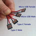2/5/10/20pcs 2Pin Type‑C/Micro USB Male Female Connector With 6cm Pre‑soldered Wires 5V Charging Jack for DIY Projects Repair