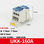 Din Rail Terminal Block UKK 80A/125A/160A/250A/400A Distribution Box One In Several Out Unipolar Junction Box Wire Connector