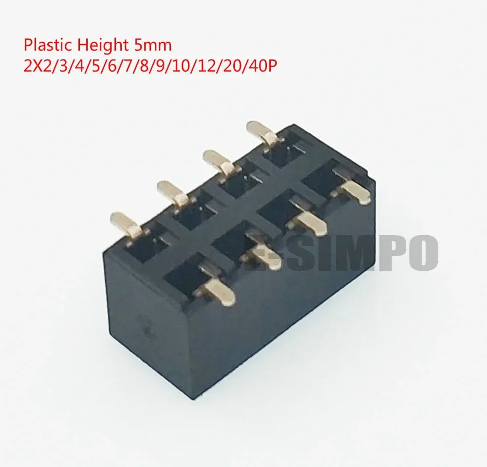 50pcs 2.54mm PH5.0 SMD 2X3/4/5/6/7/8/10/12/20P Plastic Height 5.0 Double Row Goldplated Rohs PCB Female Pin Header Connector