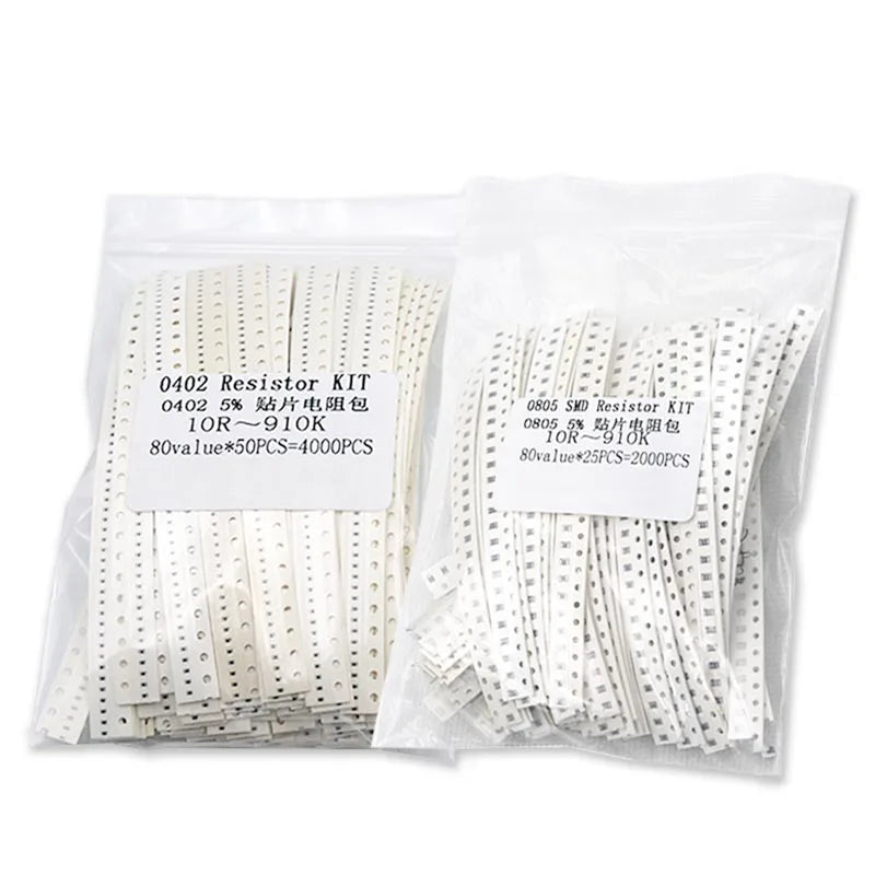 4000PCS 2000PCS 0402 0603 0805 1206 1210 SMD Resistor KITs 1% 5% 10R 100R 220R 330 470R 10K 100K 80Values Resistance Sample Pack