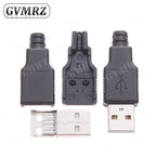 10PCS Type A Male Female USB 4 Pin Plug Socket Connector With Black Plastic Cover Type-A DIY Kits