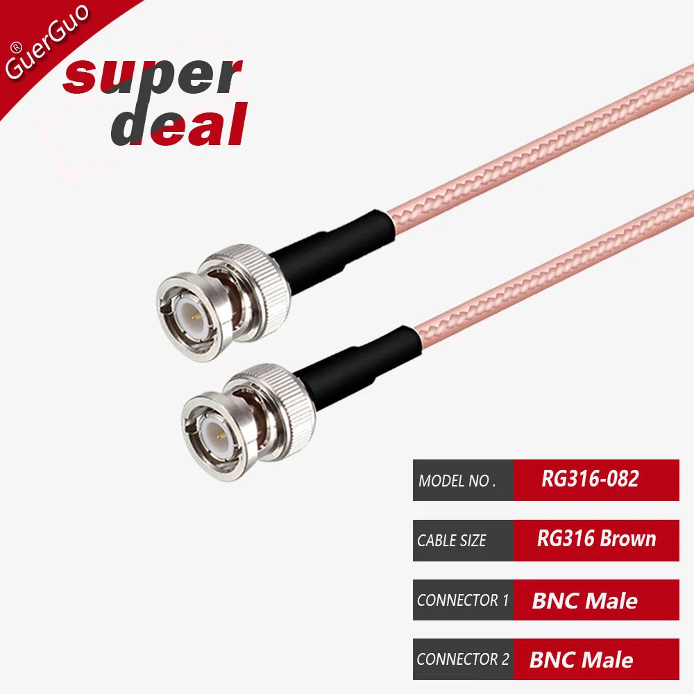 BNC Male to BNC Male BNC Female Adapter RF Coaxial RG316 Cable 50 Ohm for Video Camera System BNC Coax Extension Pigtail Cord