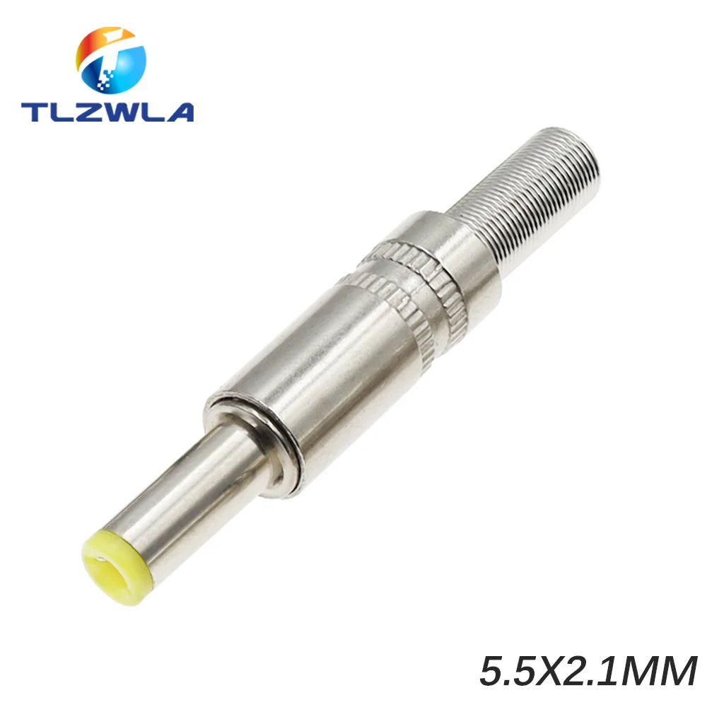 5PCS 5.5X2.5MM 5.5*2.1mm 4.8*1.7mm DC Power Jack Male Plug Metal Connector Adapter With Yellow Head 4.0*1.7 2.5*0.7mm