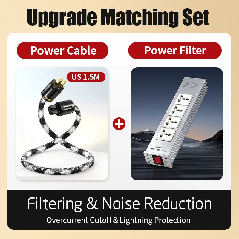High-End Audio Power Filter 4 Universal Outlets Power Noise Isolation Purifier Socket for HiFi Stereo Equipment