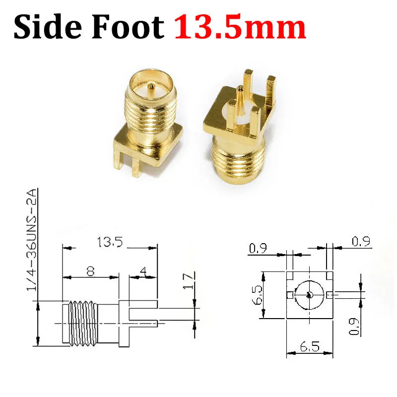 Cltgxdd 1/5/10pcs SMA-KE/KWE SMA Female Jack Adapter Solder Edge PCB Mount Antenna Base RF Copper Coaxial Connector Plug Socket
