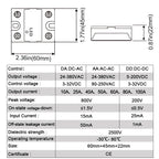 LCTC 1PCS SSR Solid State Relay DC To AC to DC 10A 25A 40A 50A 60A 80A 100A Zero-crossing Relay 3-32VDC