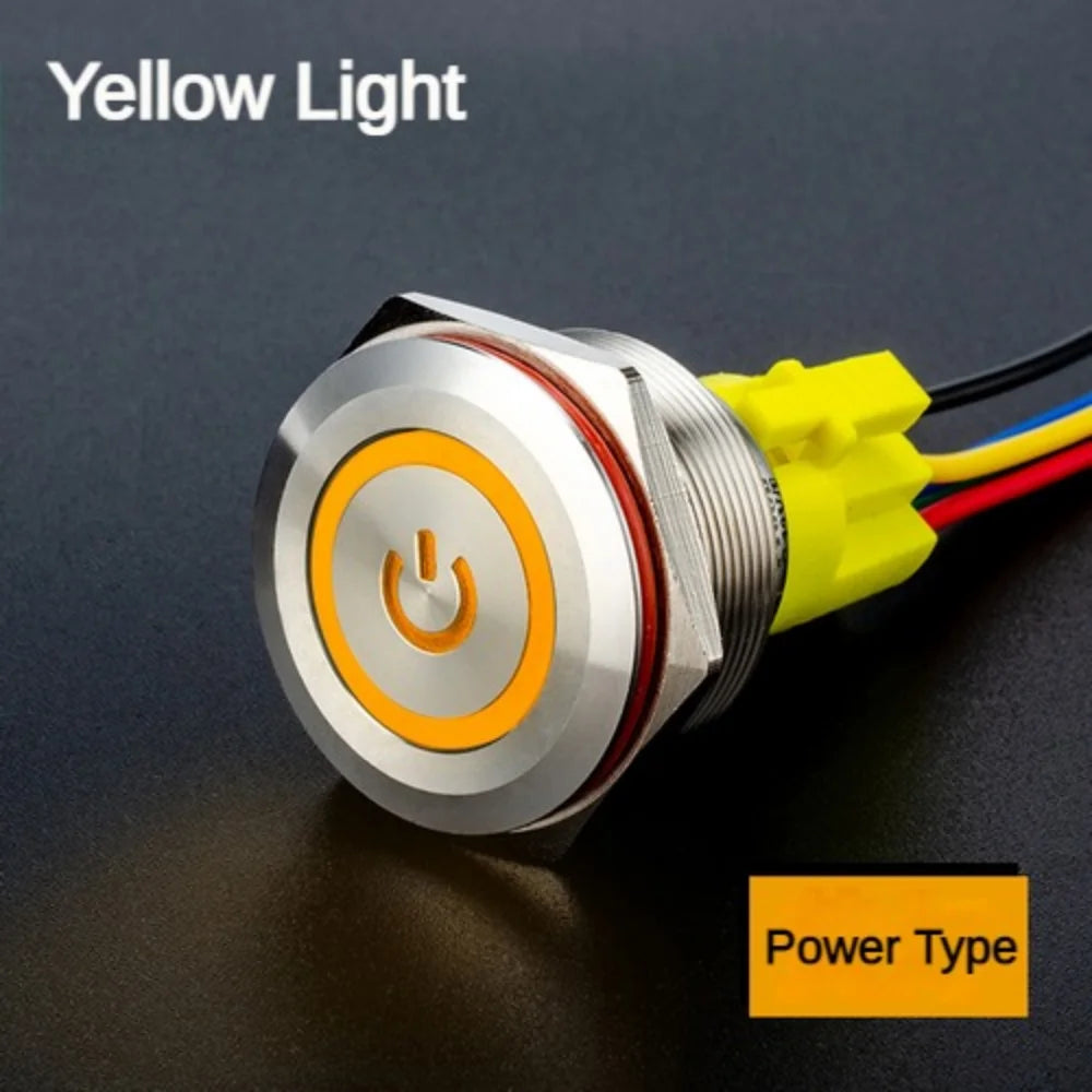 25MM30MM Metal Push Button Switches Power Symbol Waterproof LED Indicator Momentary Latching Start Stop Power On Off Switch