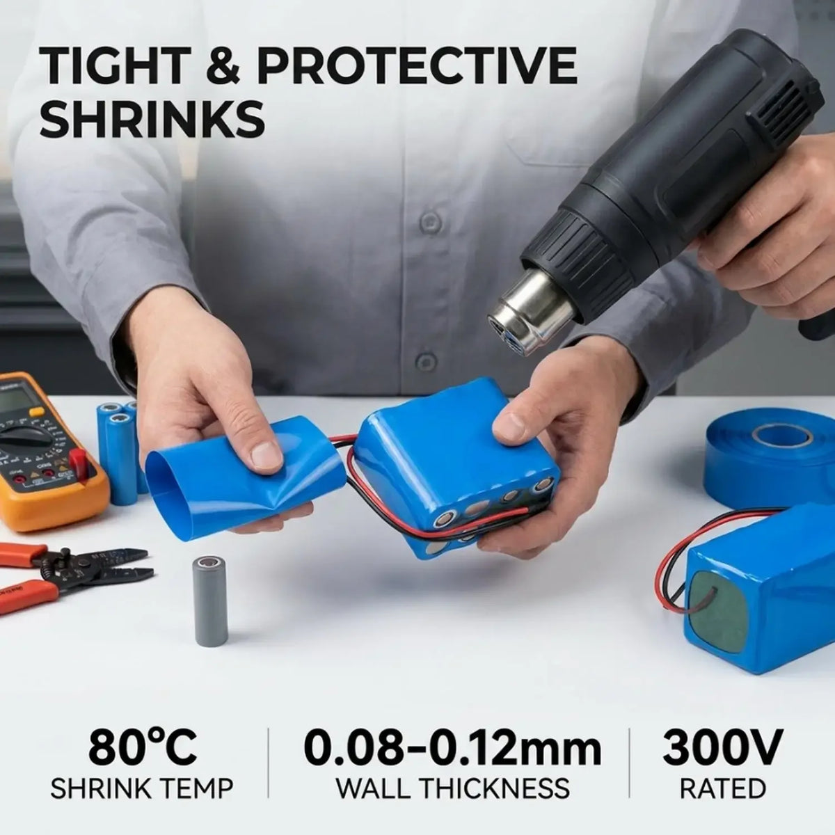 Battery Wraps 10/20cm PVC Heat Shrink Tube Roll Shrinkable Film Sleeve Lithium Battery Pack Case Insulation Li-ion Wrap Cover