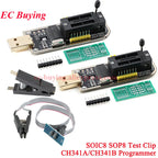 CH341A CH341B 24 25 Series EEPROM Flash BIOS USB Programmer Module SOIC8 SOP8 SOP 8 Test Clip EEPROM 93CXX/25CXX/24CX Burner ZIF