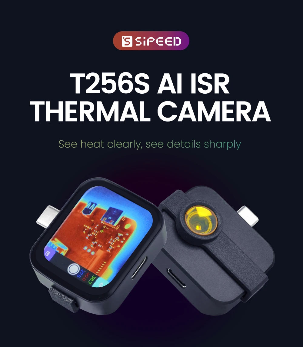 Sipeed T256S Thermal Imager Camera AI ISR Inspection Repair Thermographic Compatible with Any USB-C iOS & Android Device Raspber