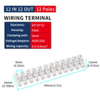 Terminal Block 12-Position Strip 450V/32A PA66 Electrical Equipment Connectors 0.5-4mm² Plastic Flame Retardant Wire Connector