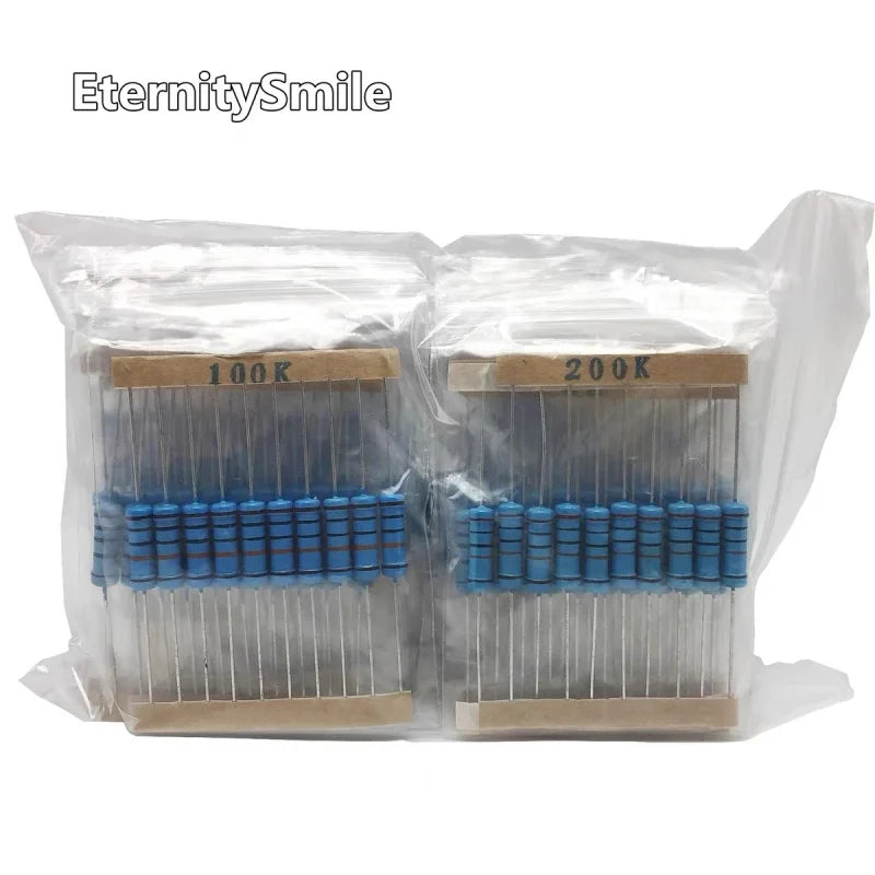 230PCS 2W 1% metal film resistors 22R ohm-51R, 100R, 1K, 100K, 120K, 150K, 1M ohm resistor package with 23 values, 10 each
