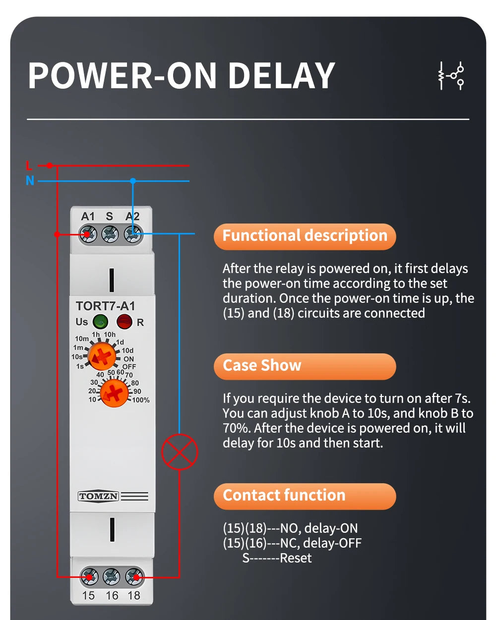 TORT7 Series Delay-ON Delay-OFF 10in1 Asymmetric Cycler Time Relay Multi-function Timer Switch 0.1S-10D Pulse Generator Interval