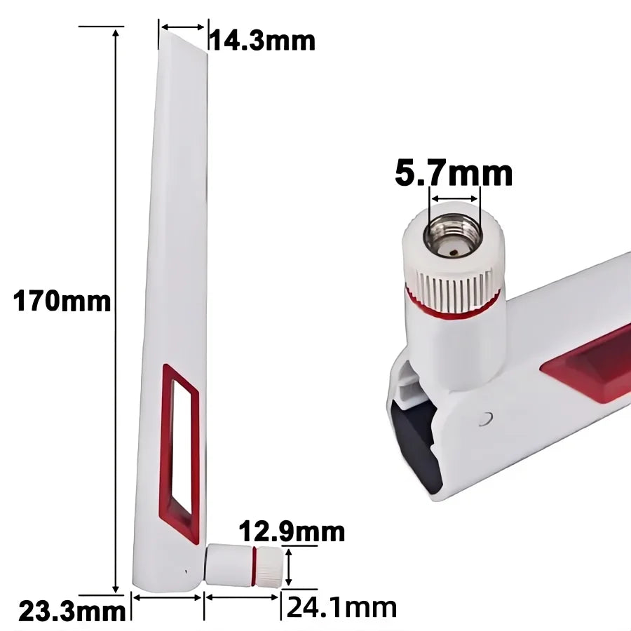 Dual Band Universal WiFi Antenna for Amplifier, WLAN Router, Signal Booster, Male SMA, RP-SMA Male, 12dBi, 2.4G, 5G, 5.8GHz,