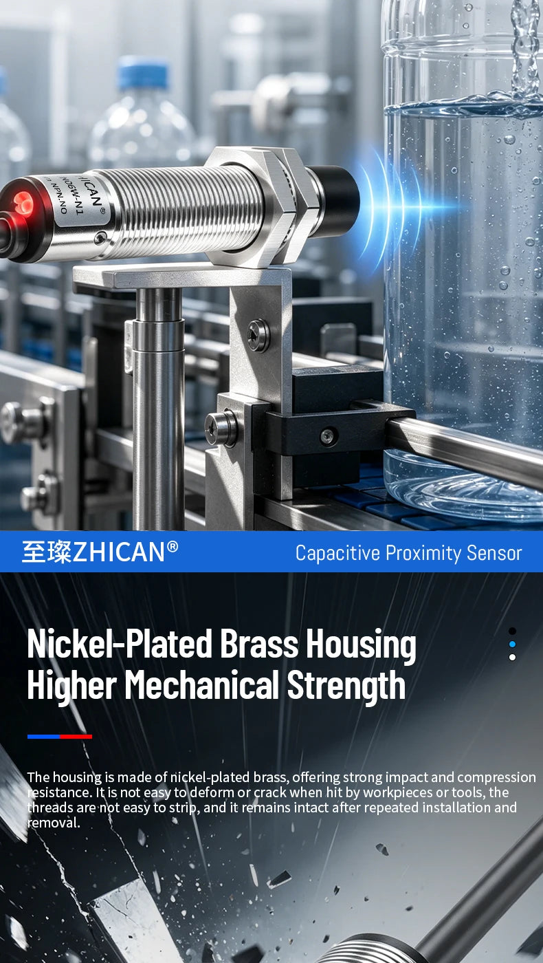 ZHICAN E2K M12 M18 Capacitive Proximity Sensor 30mm Long Range Plastics Glass Wood Metals Nonmetal Material Detection Switch