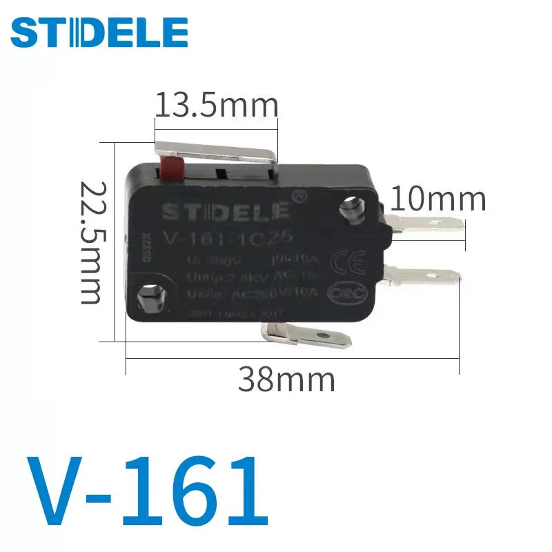 V-16 series micro-motion button limit travel switch with 3 pins, suitable for coffee machine and other small household appliance
