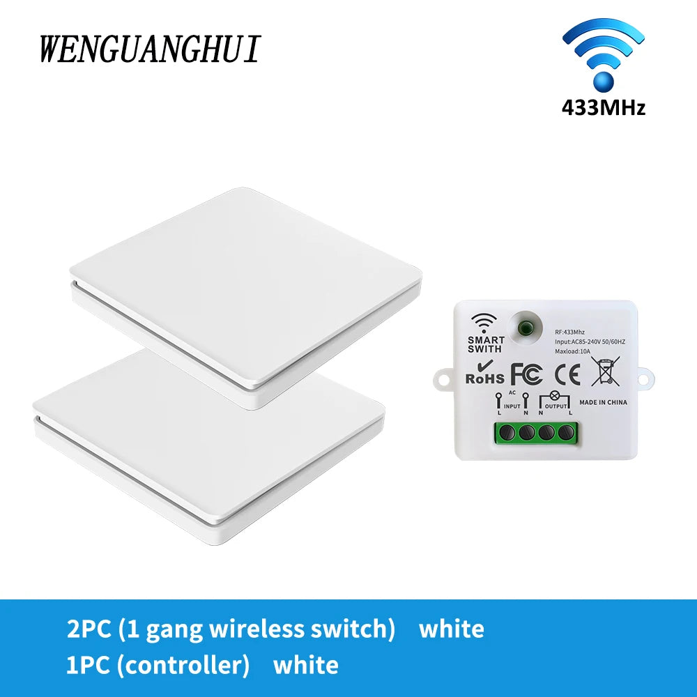 SIXWGH Smart Wireless Switch RF433Mhz Self-Powered Push Button Wall Panels Remote Controller Light Switch Waterproof Wall Switch